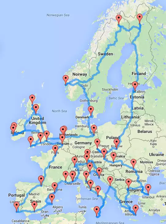 This Map Shows How To Take An Epic Road Trip Across Europe