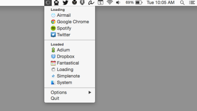 Loading Displays Apps Using Your Network In The Menu Bar
