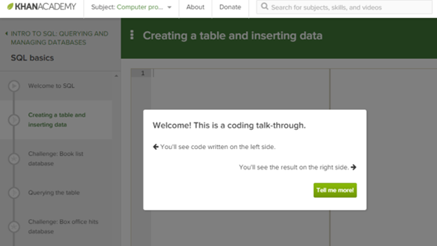 Learn SQL With Khan Academy’s New Interactive Course
