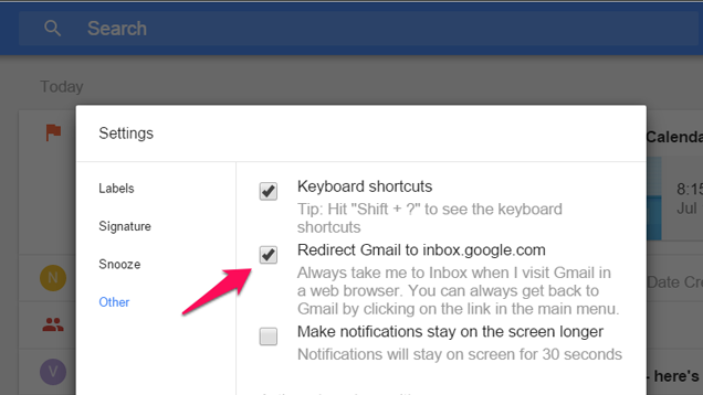 Change This Setting To Redirect Gmail To Google Inbox
