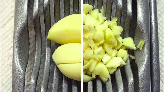 Chop Garlic Quickly With An Egg Cutter