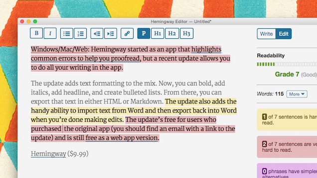 Hemingway Adds Text Formatting Options, Importing And More
