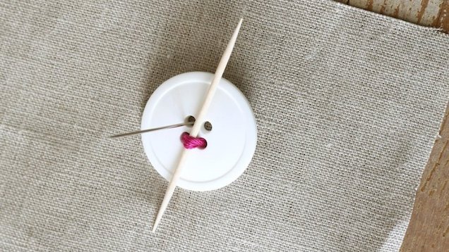 Use A Toothpick To Sew Buttons To Sit Properly