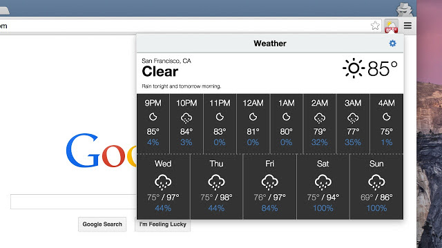 Weather For Chrome Puts Your Local Forecast In A Chrome Toolbar Button