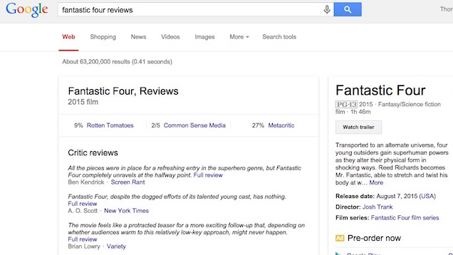 Add ‘Reviews’ To Movie Searches On Google To Get Snippets Of Critic Reviews