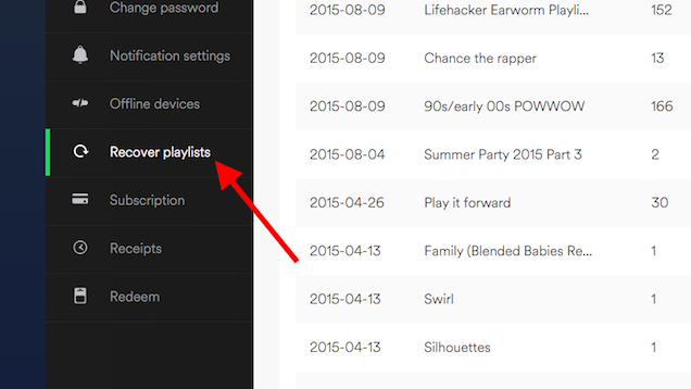 Recover Lost Spotify Playlists From Your Account Page