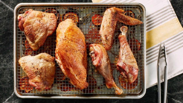 Roast Whole Chickens Or Turkeys In An Hour By Cutting Them Up First