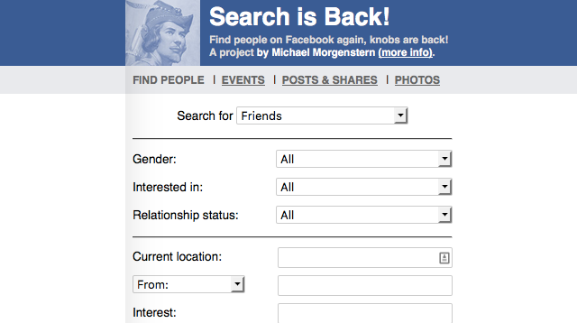 Search Is Back Is An Advanced Facebook Graph-Like Search Tool