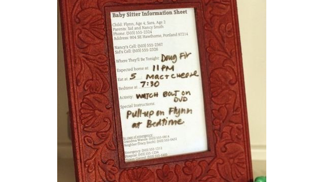 Use A Cheap Picture Frame As A Re-Usable Babysitting Info Form