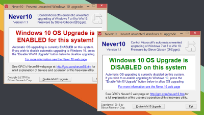 Never10 Prevents Windows 7 And 8.1 From Automatically Upgrading To Windows 10