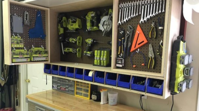 Make A Fold-Out, Space-Saving Tool Storage Cabinet For Your Garage Or Workshop