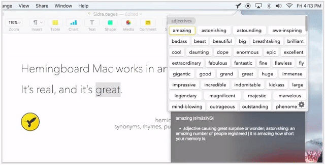 Hemingboard For Mac Instantly Suggests Synonyms, Puns And Rhymes 