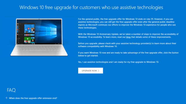 You Can Still Get Windows 10 For Free If You Use Assistive Technologies