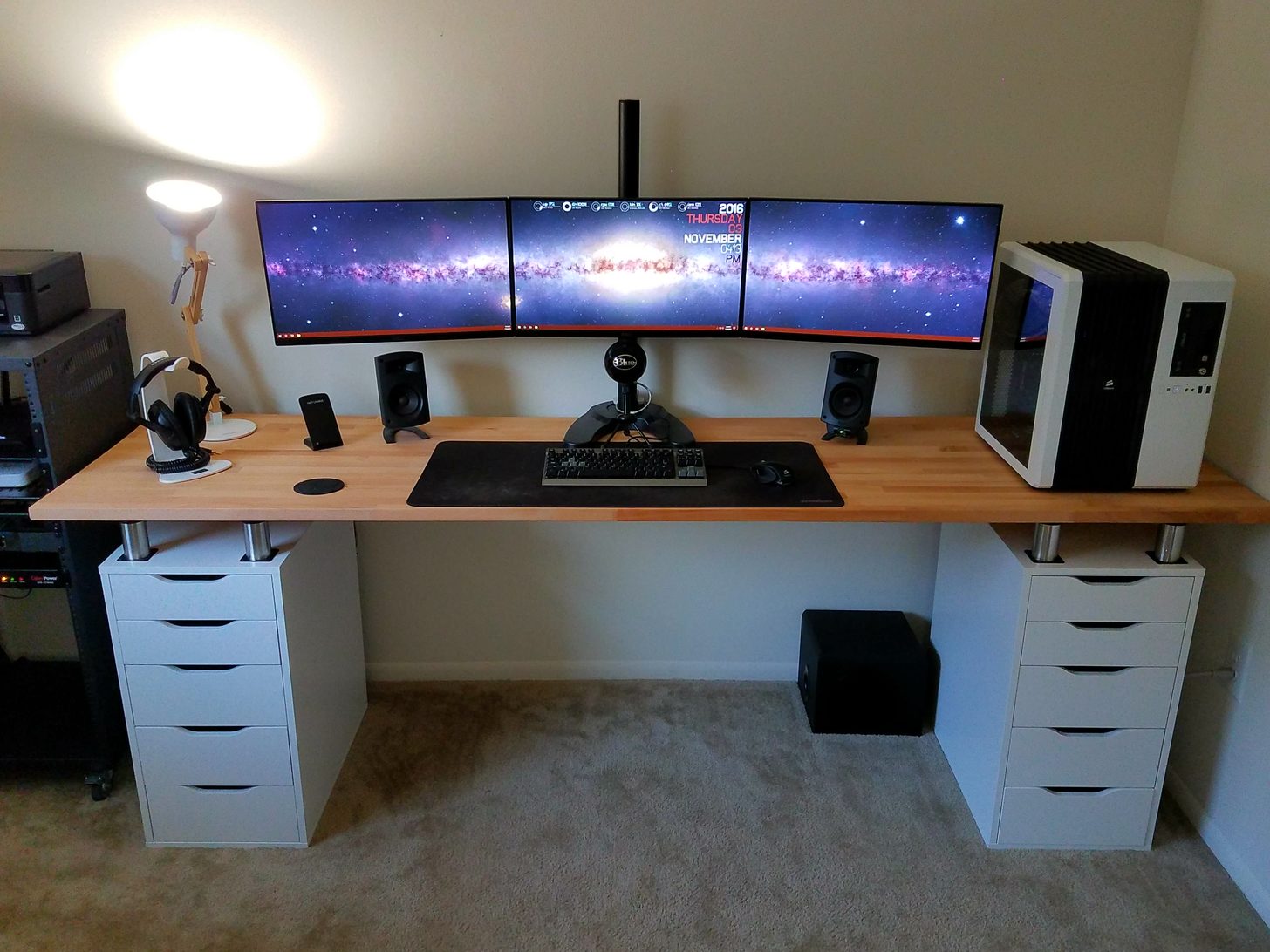 The Triple Monitor, Dual Desk Workspace
