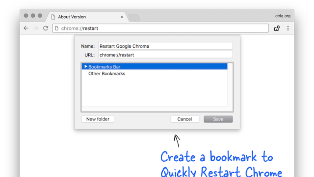 Instantly Restart Chrome With A Bookmark