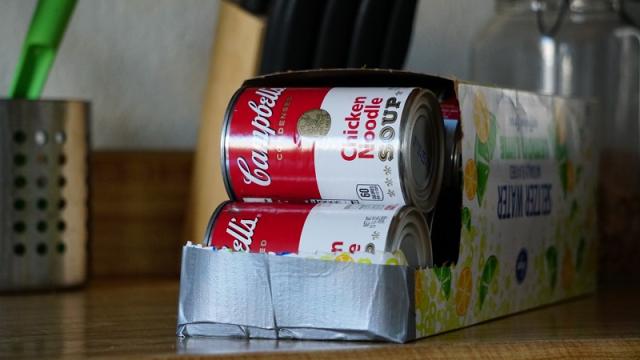 Use A Soft Drink Box For Easy Canned Food Storage
