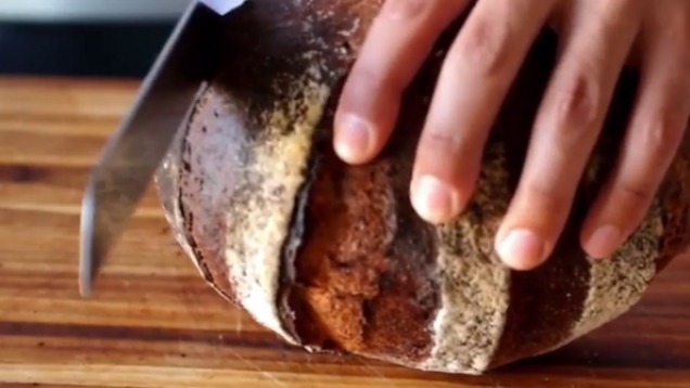 Flip A Loaf Of Crusty Bread On Its Side For Easier Slicing
