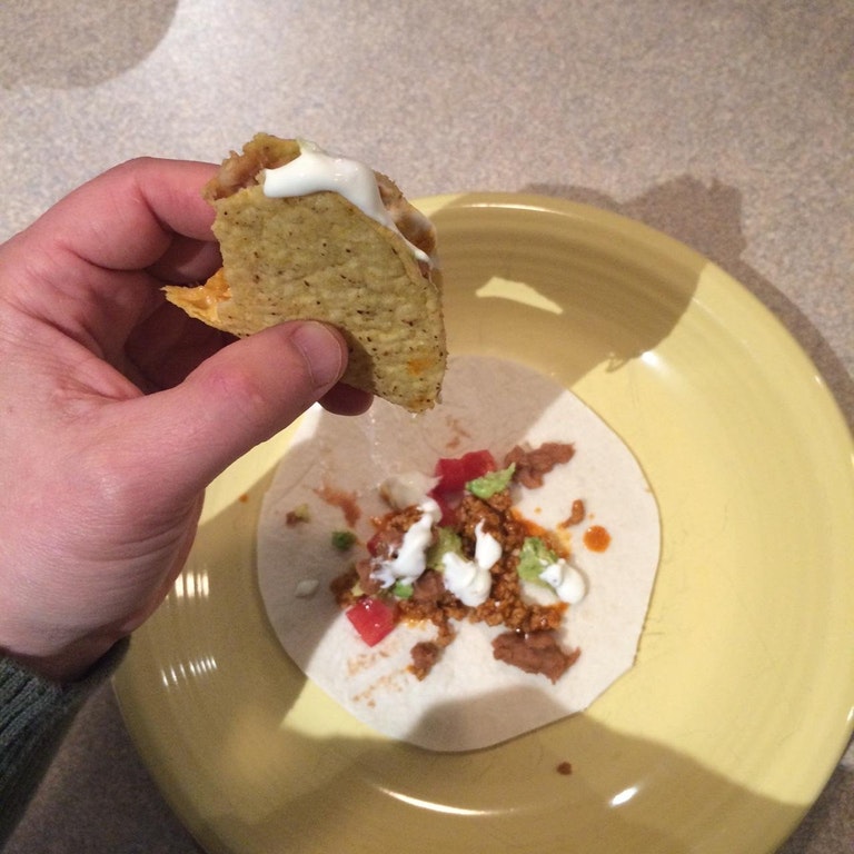 Eat Your Taco Over A Tortilla To Create Another Instant Taco