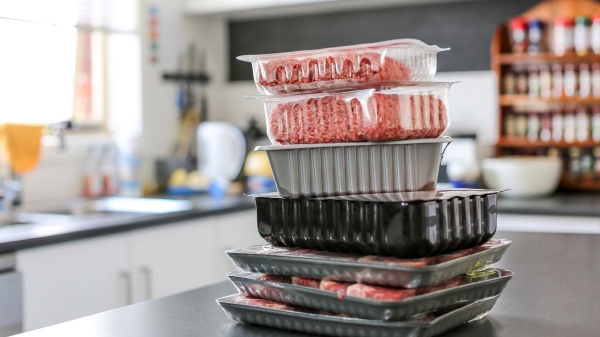 Meat in plastic packaging