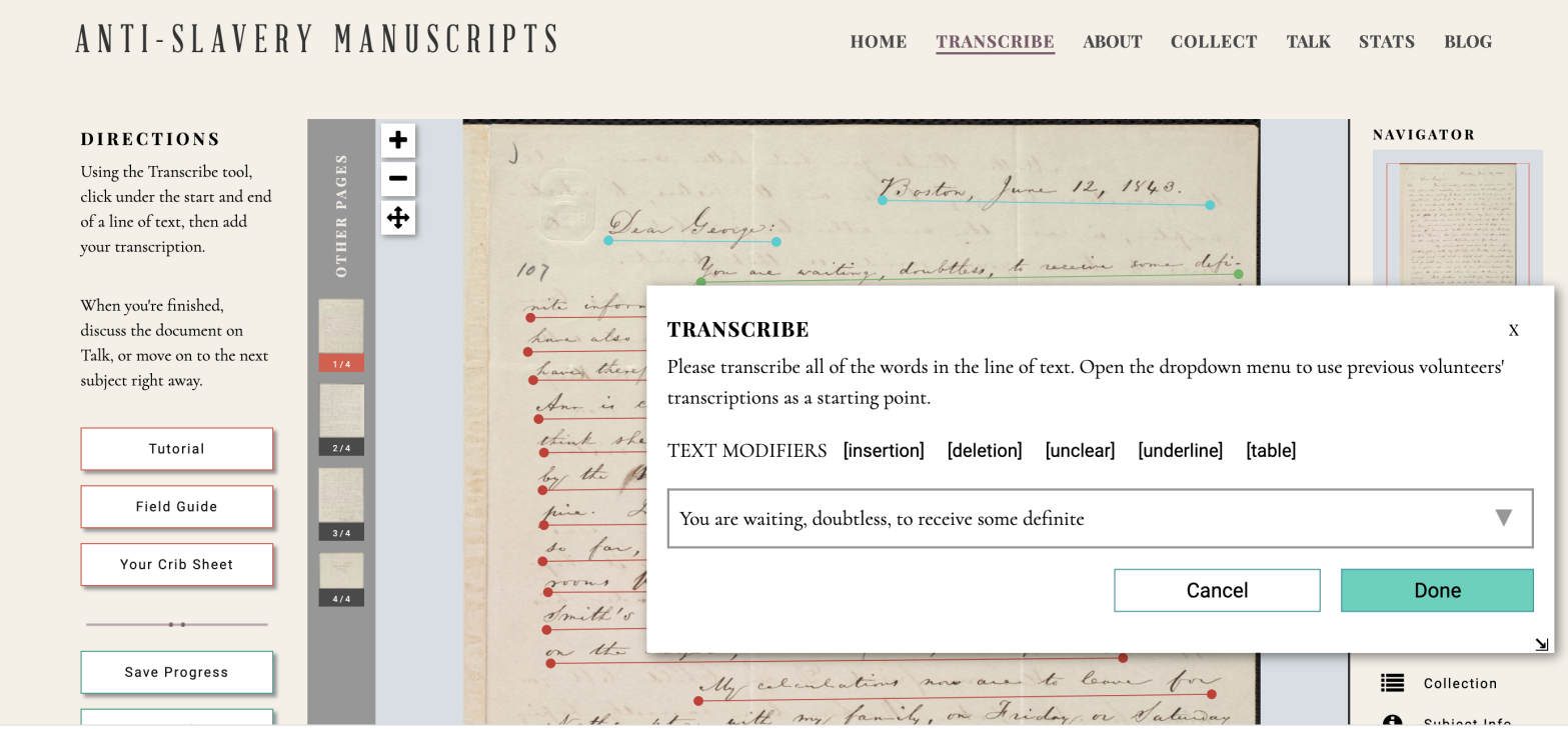 Screenshot: Anti-Slavery Manuscripts
