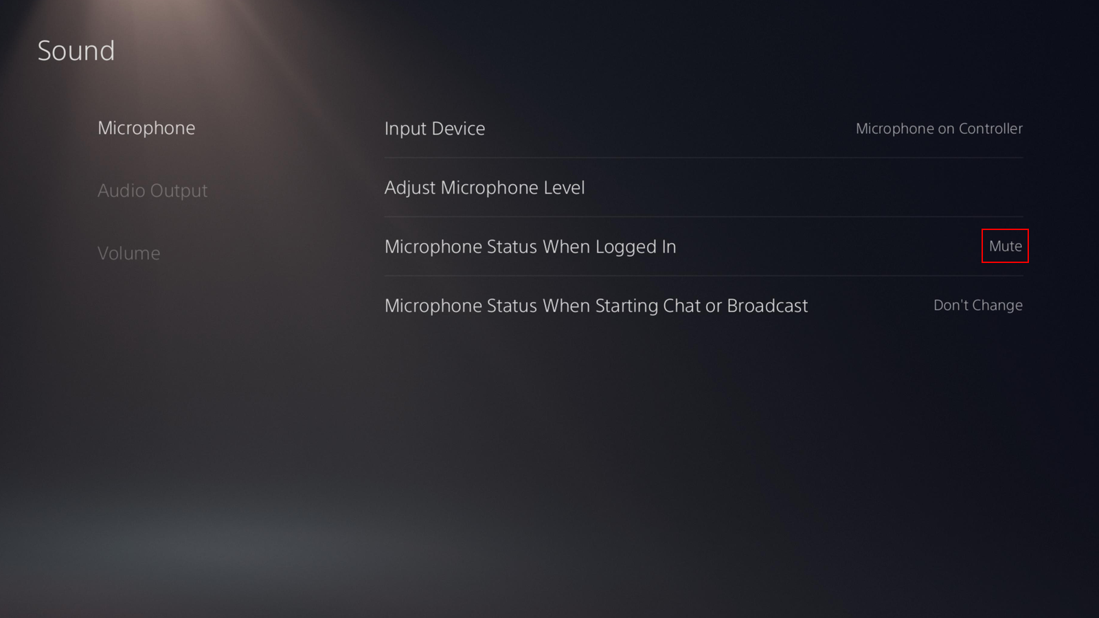 Muting the DualSense controller's mic by default on PS5. (Screenshot: Pranay Parab)