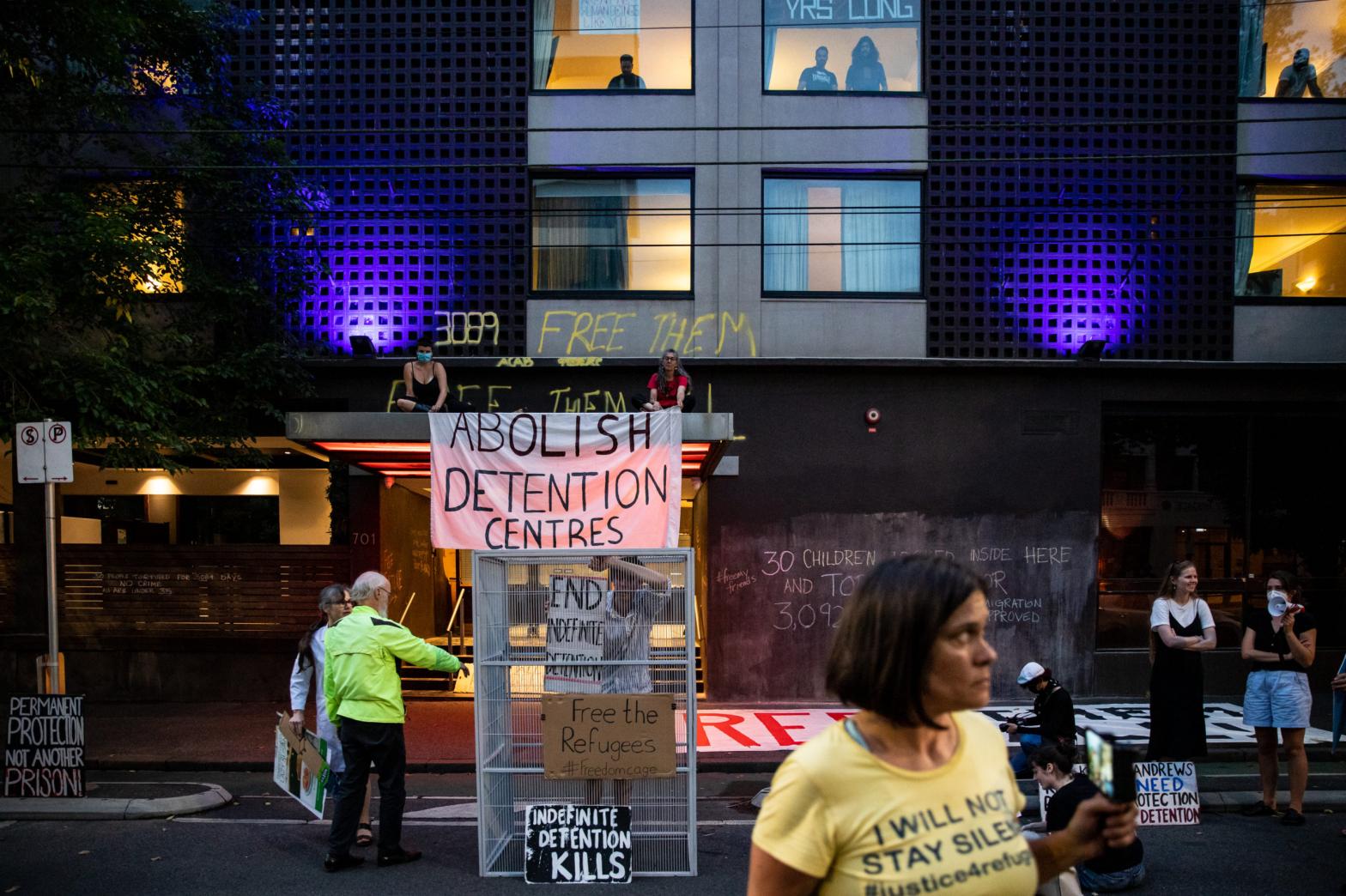 Refugee Advocates Rally Outside Detainee Hotel Park Melbourne