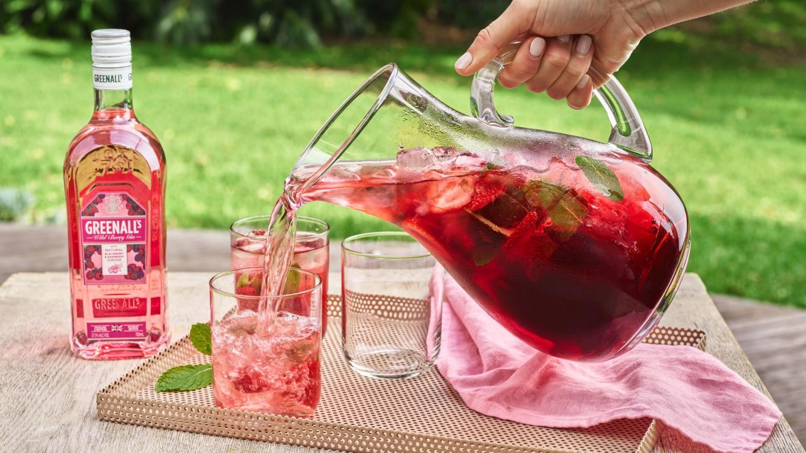 A wild berry summer punch featuring Greenall's berry gin is a romantic valentine's day cocktail