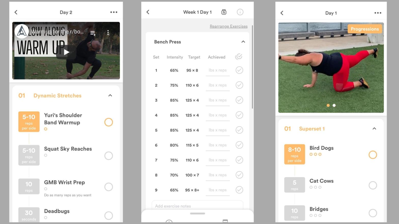 From L-R: Bodyweightfitness, nSuns, Fit at Every Size (Screenshot: Boostcamp)