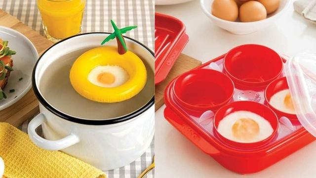 Microwave Egg Poacher- Silicone Double Egg Poaching Cups, Egg Maker  Poached, Egg Steamer Kitchen Gadget (Orange)