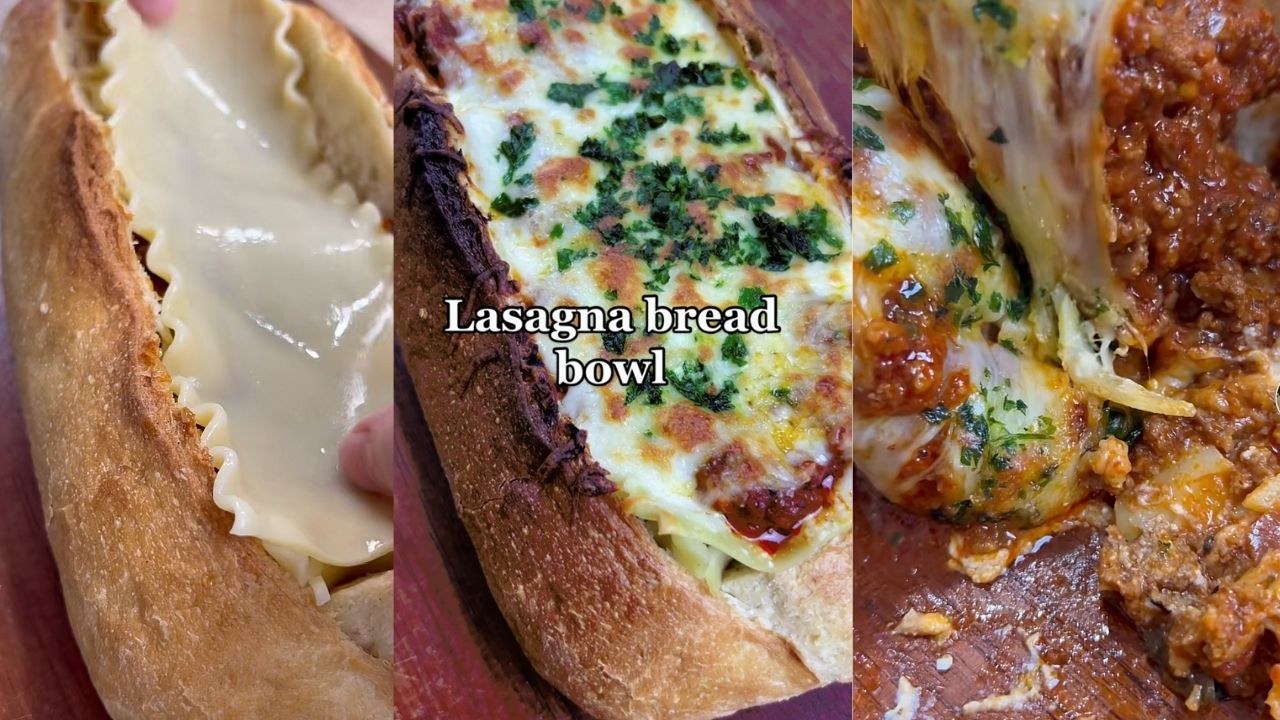 Lasagne, lasagne recipe, TikTok recipes, lasagne bread bowl