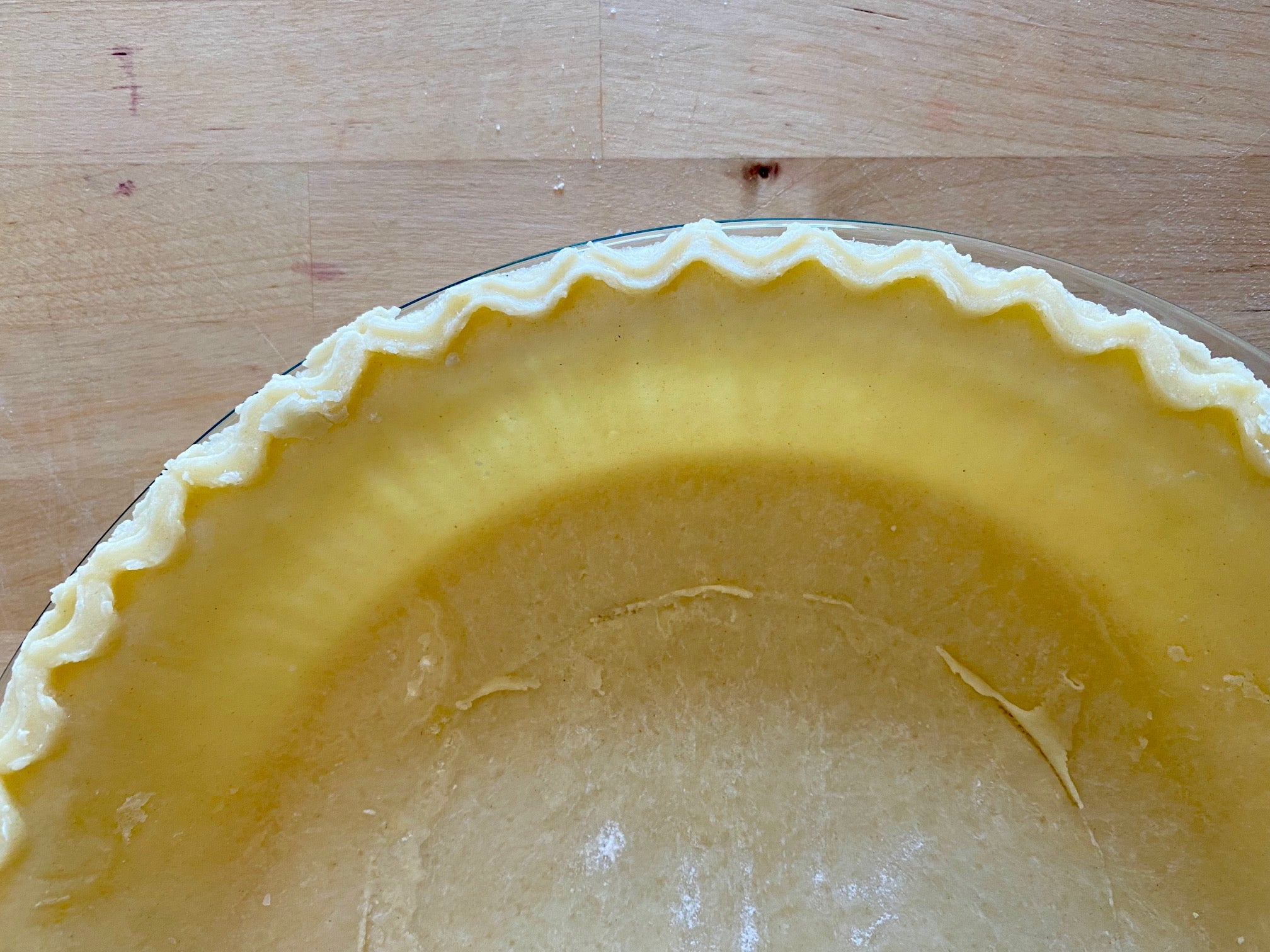 Post pie-dish swap. Machine-crimped edge. (Photo: Allie Chanthorn Reinmann)