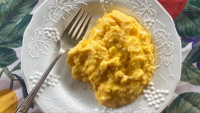 Scramble Your Eggs in a Puddle of Simmering Cream