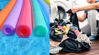 You Should Use a Pool Noodle to Hang Dry Your Laundry