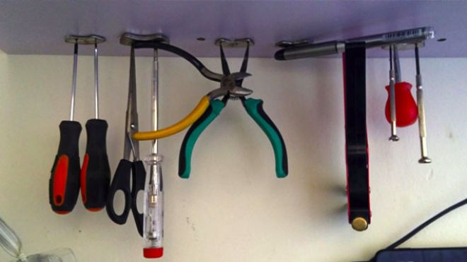 Hang Small Tools Under A Shelf With Hard Drive Magnets