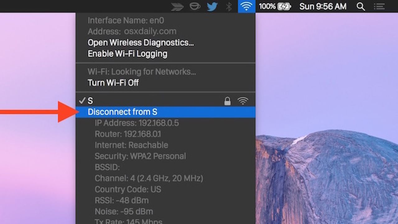 Disconnect From A Wi-Fi Network In OS X Without Turning Off Wi-FI