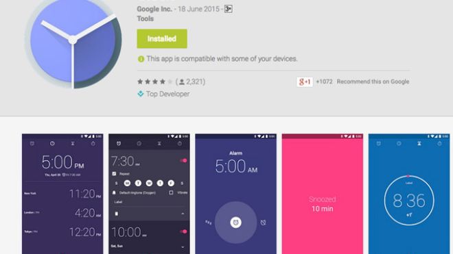 Google Adds Stock Android Clock To Google Play