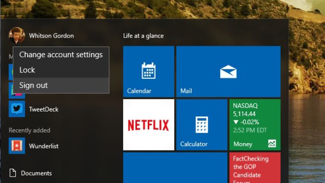 How To Log Out From The Windows 10 Start Menu