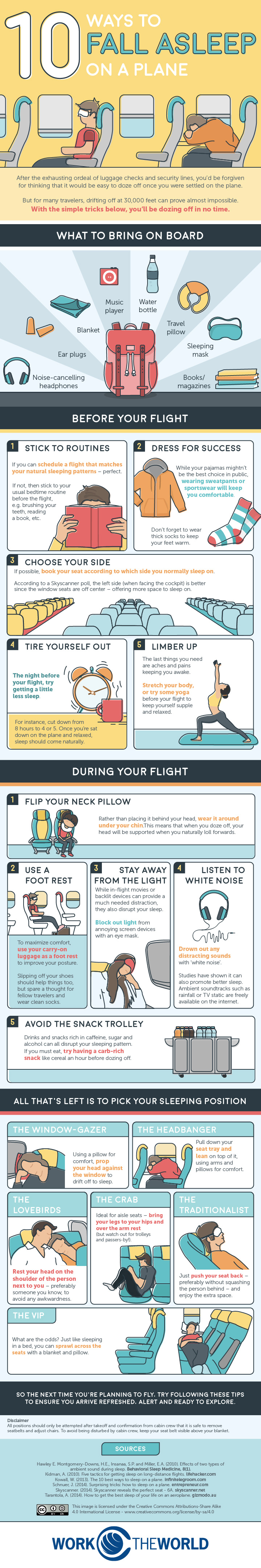 How To Sleep On A Plane In Cattle Class [Infographic]