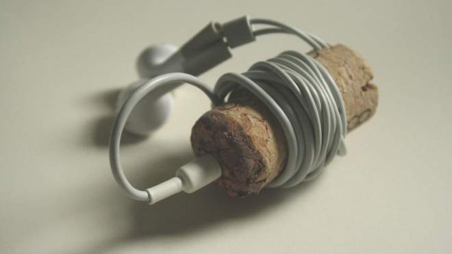 Turn A Wine Cork Into A Wrap-Around Earbud Holder