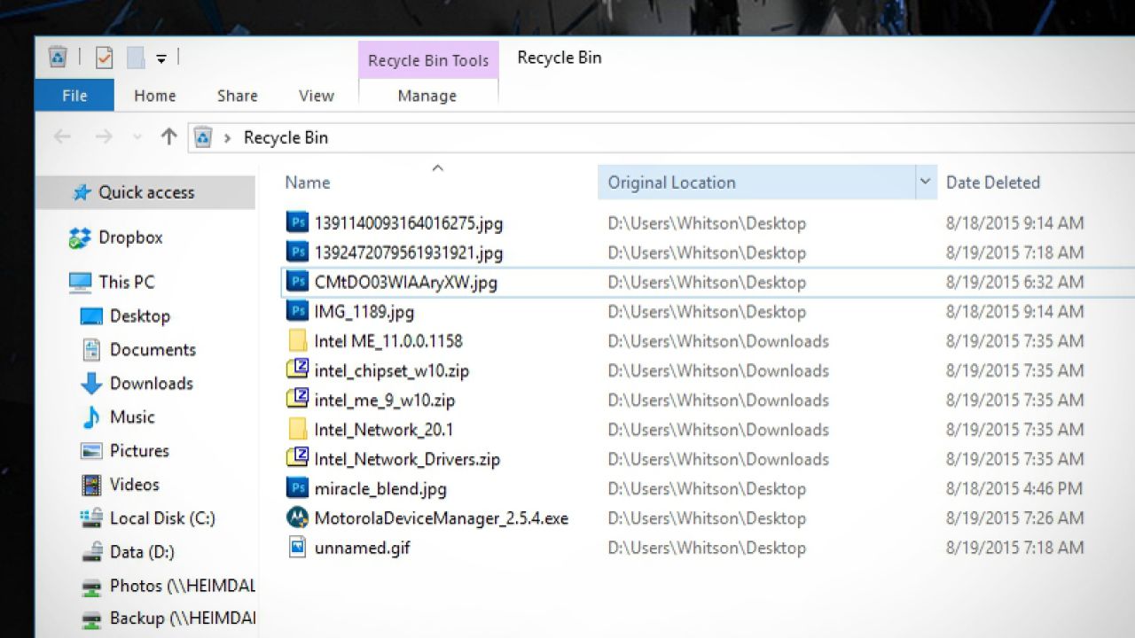 Sort By Original Location Or Date Deleted In Windows’ Recycle Bin