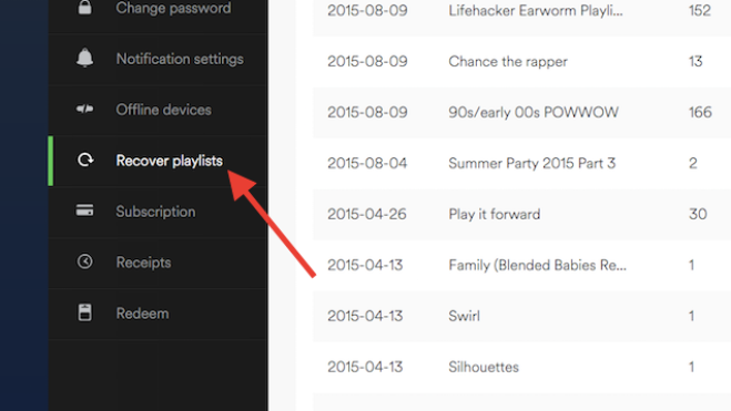 Recover Lost Spotify Playlists From Your Account Page