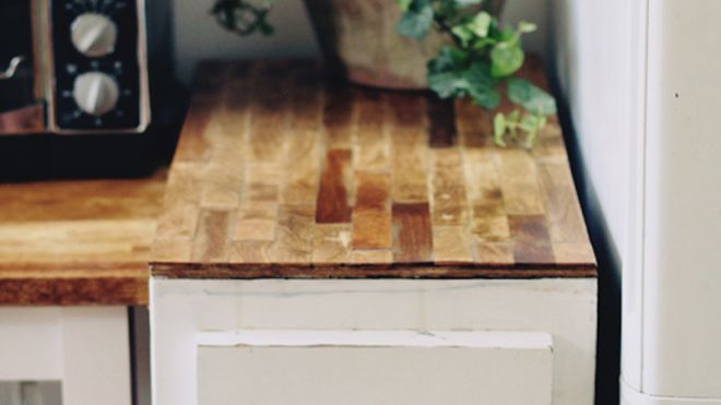 Build A Cheap ‘Butcher Block’ Countertop With Plywood And Paint Sticks