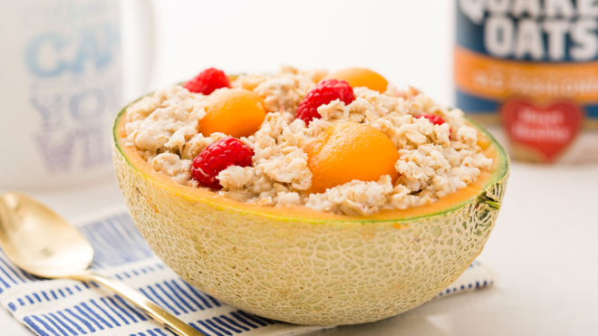 Make Porridge Overnight In A Rockmelon And Wake Up To An Easy Breakfast 