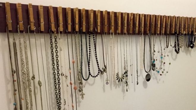 Hang Jewellery Or Other Light Items On A Clothes Peg Board