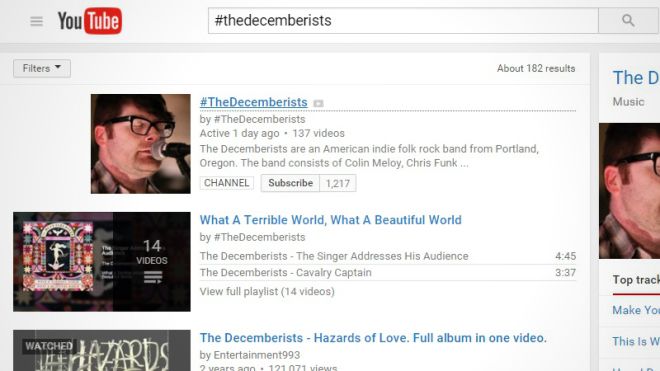 Quickly Find An Artist’s Music-Only YouTube Videos With A Hashtag Search