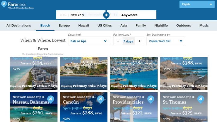 Fareness Finds The Lowest Priced Trips Based On Your Flexible Schedule
