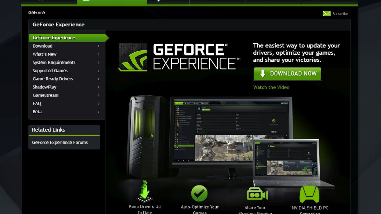 Nvidia experience версии