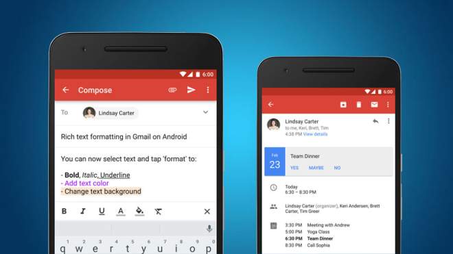 Gmail For Android Gets Rich Text Formatting And Instant Calendar RSVPs