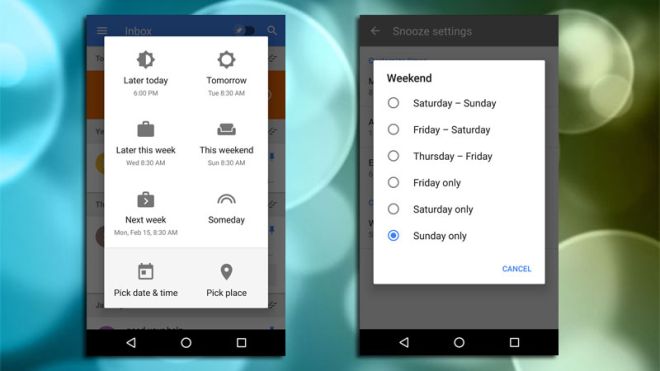 Inbox By Gmail Adds More Snooze Options, Including Custom Weekend Settings