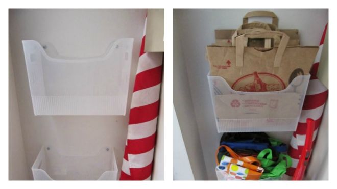 Organise Reusable Shopping Bags Easily With Wall-Mounted File Boxes